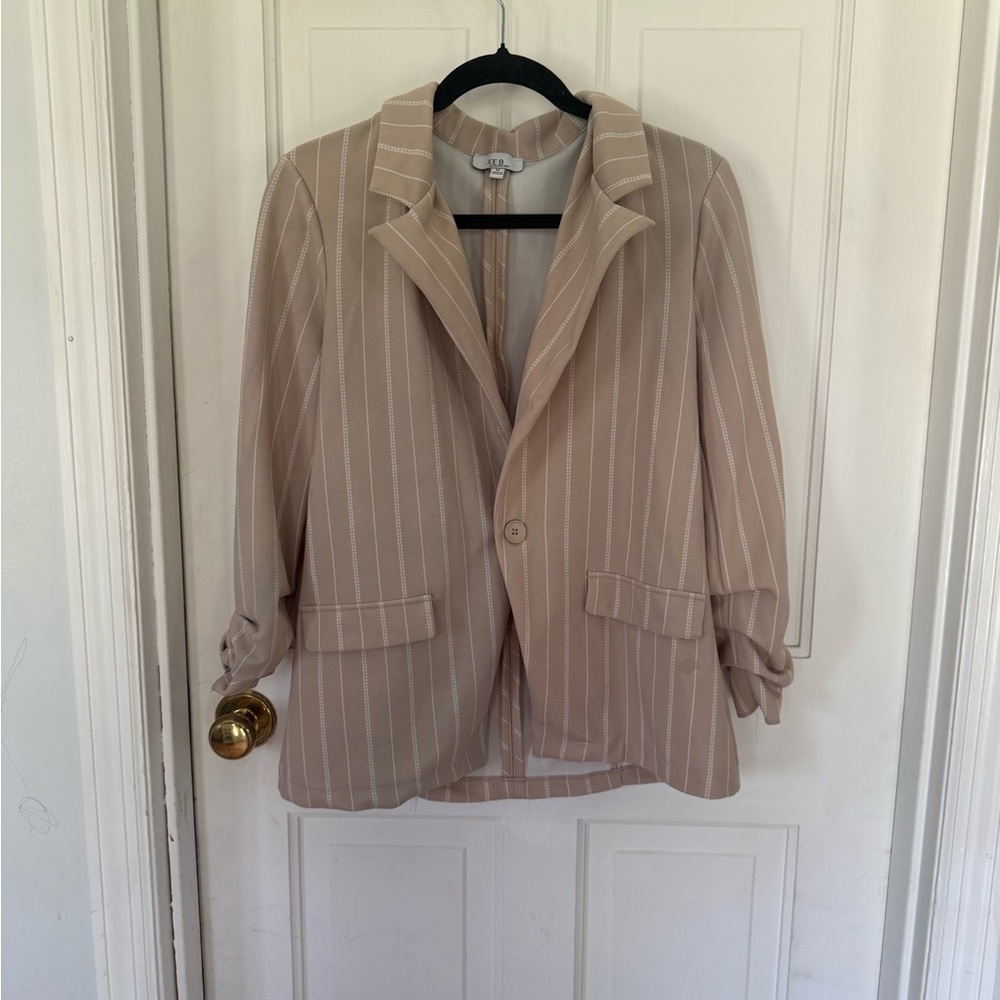 Striped Beige Blazer Jacket